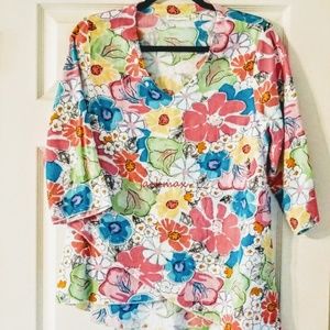 LULU-B Sz Med Tropical Cotton Tunic Top NWOT